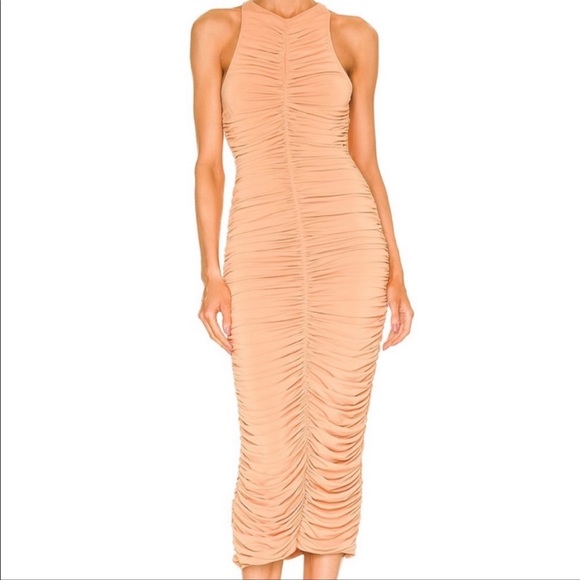 NWT House of Harlow 1960 Midi Orange Tie-Dye Sleeveless Ruched Dress Siz… - Picture 2 of 11